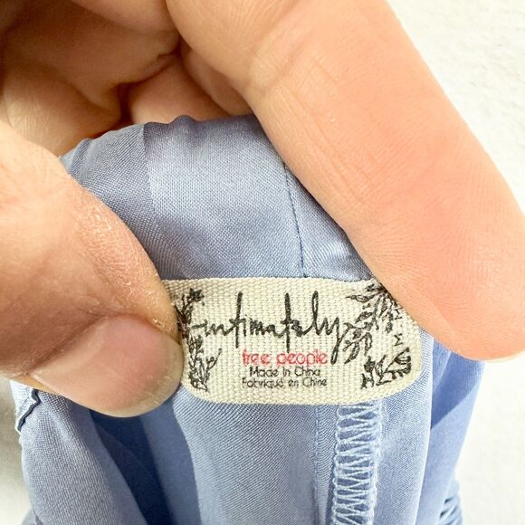 Free People Intimately Pajama Party Sleep Set Size Medium Hazy Blue Stripe Satin - Picture 7 of 9
